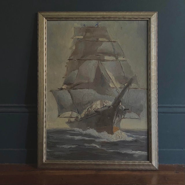 1940s 1940s Nautical Seascape With Clipper Ship by Michael Graves, Signed For Sale - Image 5 of 5