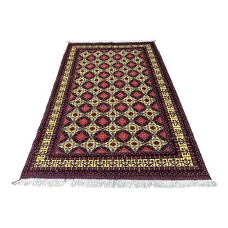 Afghan Aqcha Turkmen Hand-Knotted Wool Rug, 9'10" X 6'6" For Sale