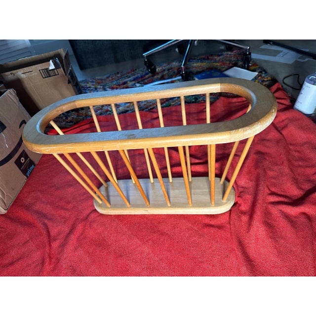 Vintage Arthur Umanoff Style Wooden Magazine Rack For Sale - Image 10 of 10