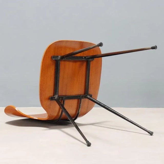 Brown Vintage Italian Chair in Curved Plywood, 1960s For Sale - Image 8 of 9