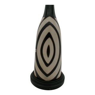 Late 20th Century Black & Ivory Geometric Chulucanas Pottery Lamp For Sale