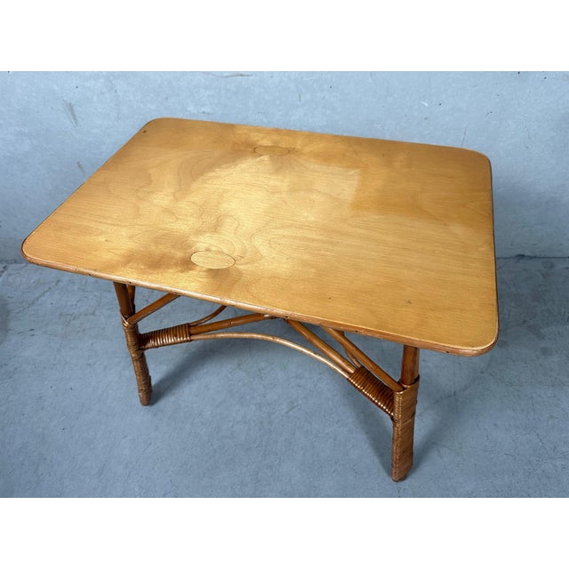 Brown Vintage Rattan Table, 1970s For Sale - Image 8 of 8