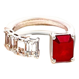 Natural Ruby Sapphire Ring Size 6.5 14k Y Gold 3.11 TCW Certified For Sale