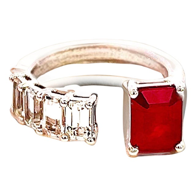 Natural Ruby Sapphire Ring Size 6.5 14k Y Gold 3.11 TCW Certified For Sale