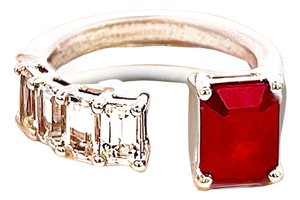 Natural Ruby Sapphire Ring Size 6.5 14k Y Gold 3.11 TCW Certified