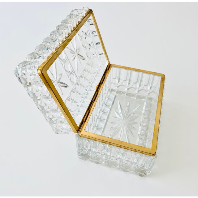 A lovely, large, substantial mid 20th century French crystal jewelry box. The box is in excellent condition. It exudes a...
