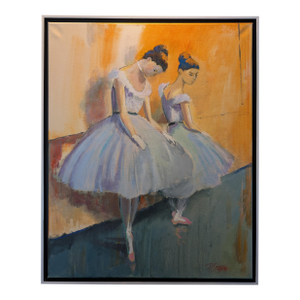 Ballet Dancer Oil on Canvas, Framed