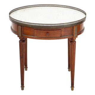 Louis XVI Style Walnut Circular Marble Side Table For Sale