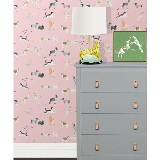 Doggies Wallpaper in Teal | Chairish