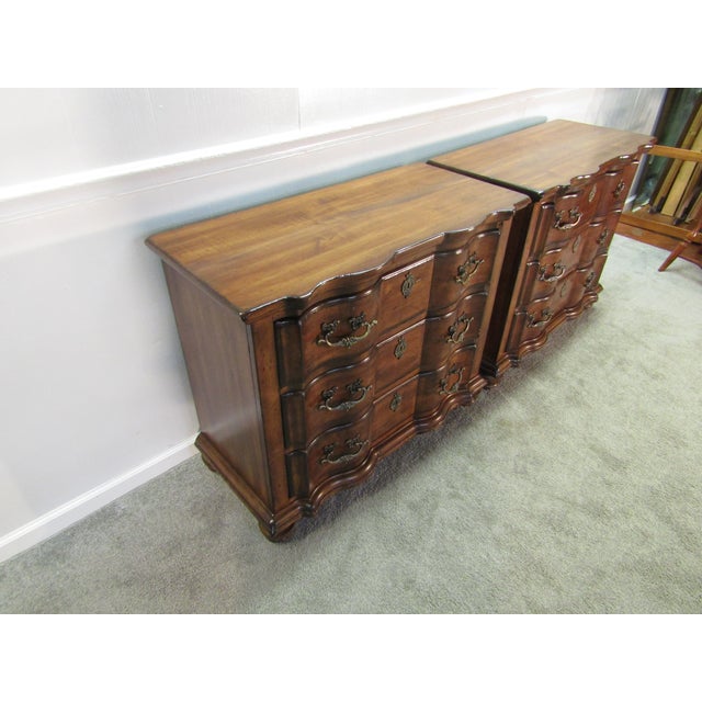 Item 85917: Harden solid cherry pair of French style night stands. Age: 2000s. Details: Lighted interior and glass...