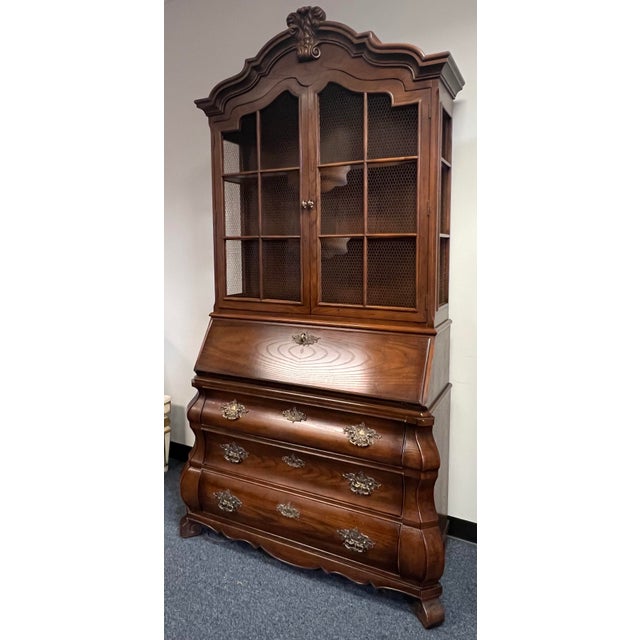 Henredon Four Centuries French Bombe Secretary Desk With Bookcase Top For Sale - Image 10 of 12