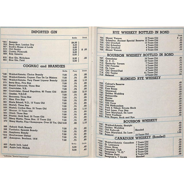 Traditional "Wine List: The Waldorf Astoria" Book 1938 For Sale - Image 3 of 11