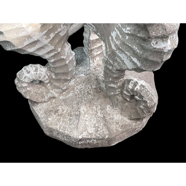 Vintage Three Seahorses Birdbath Concrete For Sale - Image 13 of 18