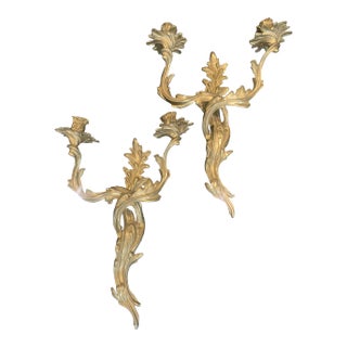 Glo-Mar Brass Wall Sconces Candle Holders - A Pair For Sale