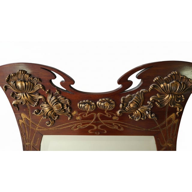 Art Nouveau Nancy School Carved Gilded Mirror with Chrysanthemum Decoration, France, 1900s For Sale - Image 15 of 18