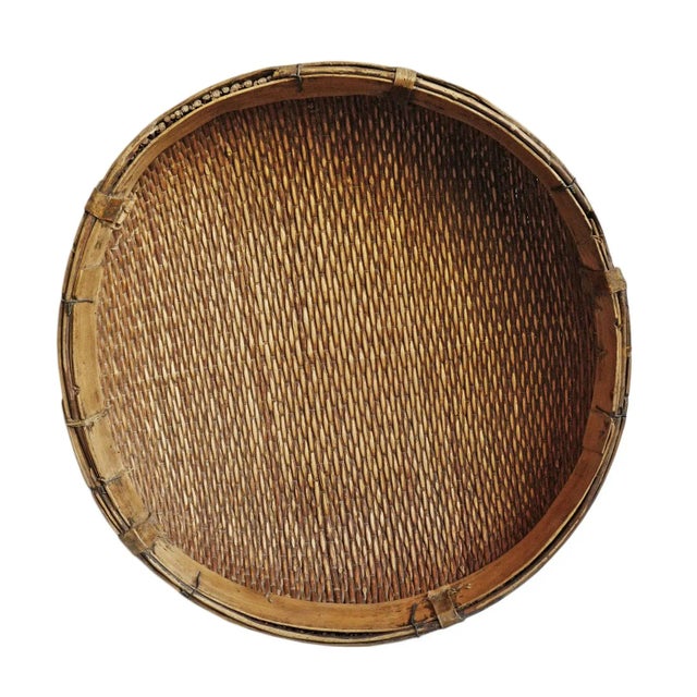 Jumbo Vintage Asian Bamboo Grain Basket For Sale - Image 11 of 11