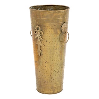 Arts and Crafts Hammered Brass Umbrella Stand, Circa 1900 For Sale