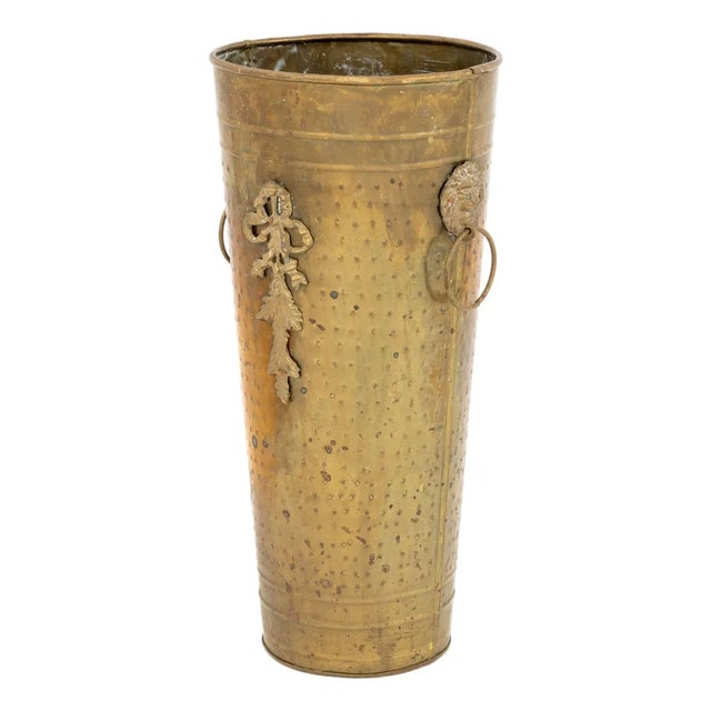 Arts and Crafts Hammered Brass Umbrella Stand, Circa 1900 For Sale