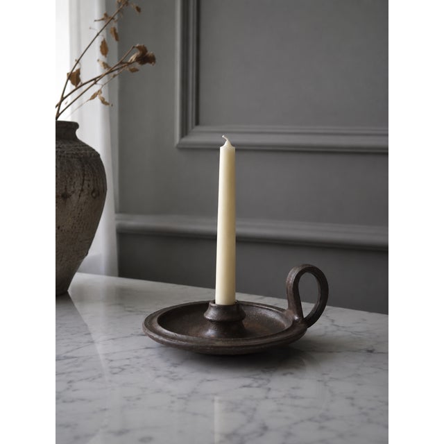 An exceptional signed studio ceramic chamberstick by German ceramicist Rudi Stahl, handcrafted for Handarbeit and...