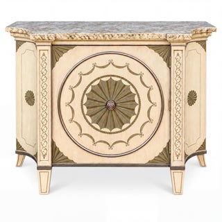 Italian Neo-Classical Style Hand Painted Faux Marble Top Cabinet / Credenza / Sideboard For Sale