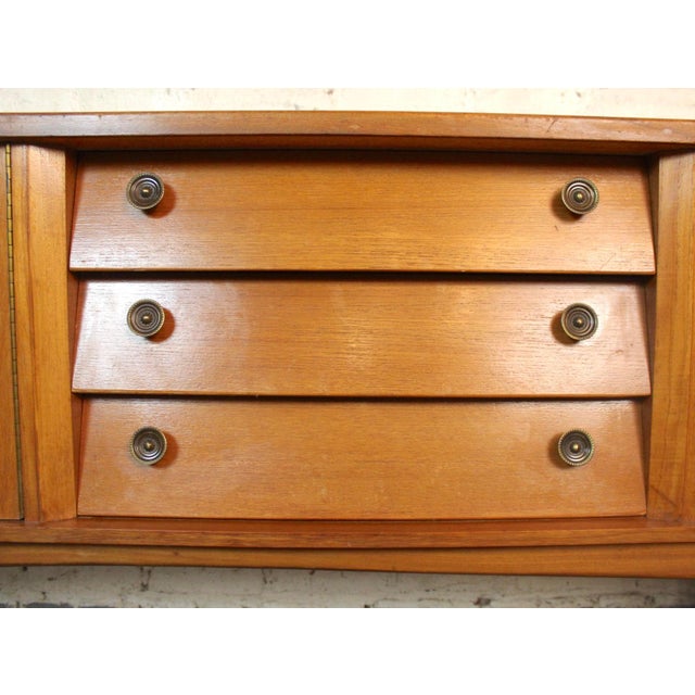 Wood Mid-Century Teak Credenza W/ Louvered Front For Sale - Image 7 of 18