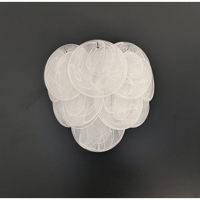 Glass Wall Sconces with 10 Alabaster White Disks, 1990s, Set of 2 For Sale - Image 16 of 16