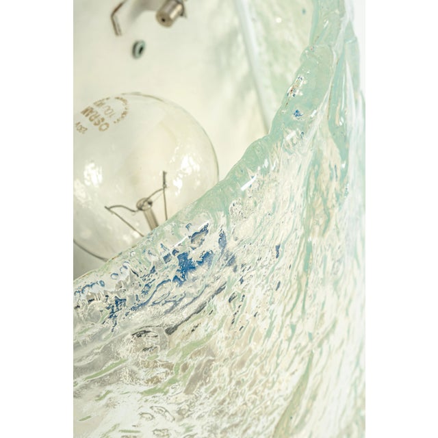 Fantastic mid-century wall sconce with large murano glass with light blue effect, by kalmar, manufactured, circa...