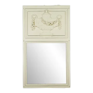Antique Carved Urn White Wooden Overmantel Mirror