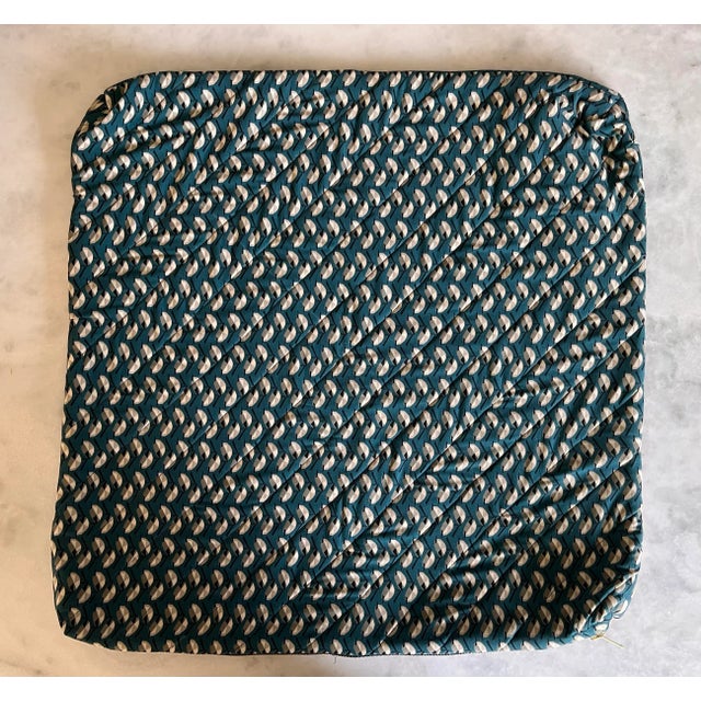 Pillow cover made with thick vintage dead stock fabric and exposed chunky zipper closer. Blue mid century fabric with...