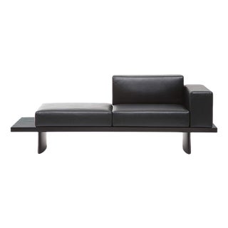 Refolo Modular Sofa in Wood and Black Leather by Charlotte Perriand for Cassina For Sale