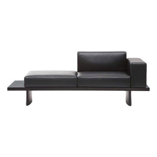 Refolo Modular Sofa in Wood and Black Leather by Charlotte Perriand for Cassina For Sale