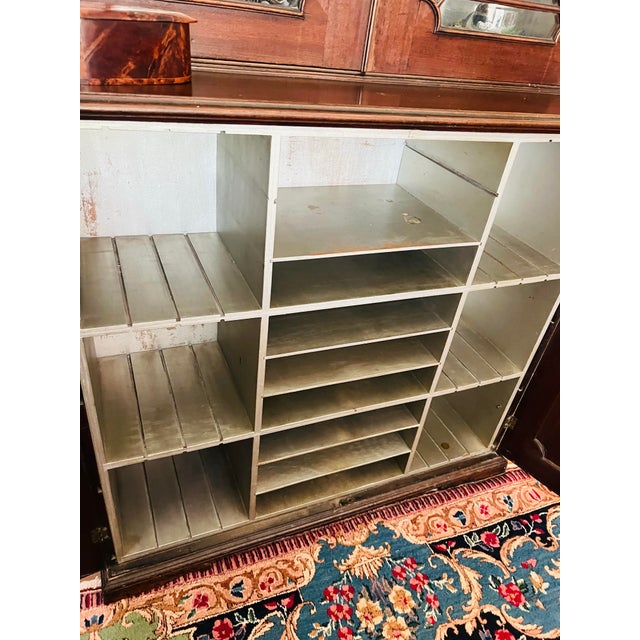 Antique Mahogony 13 Glass Pane Stepback Display Cupboard For Sale - Image 10 of 12