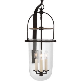 Chapman & Myers for Visual Comfort Signature Lorford Medium Sconce in Aged Iron with Clear Glass For Sale