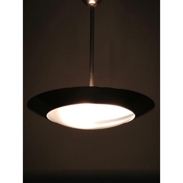 Bauhaus Chrome and Glass Pendant Light, Czechoslovakia, 1930s For Sale - Image 10 of 12