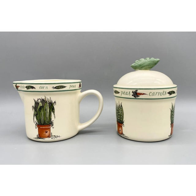 1990's Otagiri Ceramic Vegetable Gardening Sugar and Creamer Set For Sale - Image 10 of 13