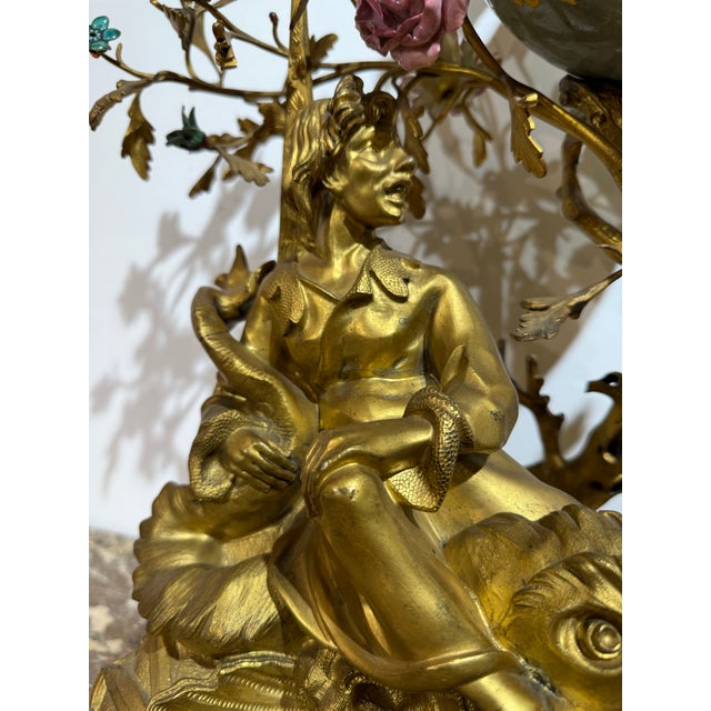 Bronze A Magnificent Chinoiserie Gilt Bronze & Porcelain Mantel Clock by Barancourt. France, Circa 19th Century For Sale - Image 8 of 12