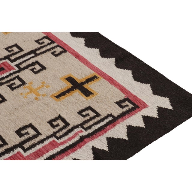 Rug & Kilim Modern Navajo Tribal Kilim Rug in Red, Beige-Brown, Off-White Geometric Pattern For Sale - Image 4 of 5