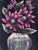 1960s Vintage Original Velvet Flower Oil Painting, Pair of Flower Still Life Art - Set of 2 For Sale - Image 5 of 12