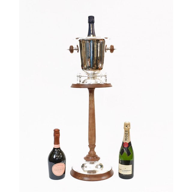 Wood Art Deco Silver Plated Champagne Bucket Stand For Sale - Image 7 of 18