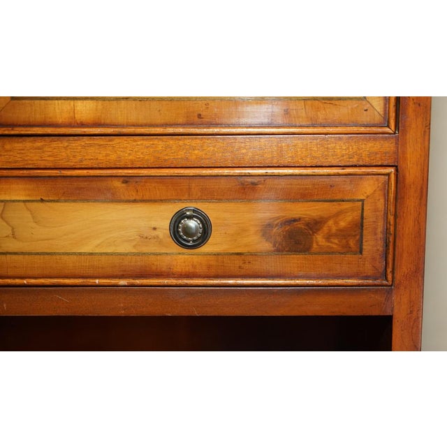 Vintage Burr Yew Wood Bedside Table with Drawers with Butlers Serving Tray For Sale - Image 13 of 18