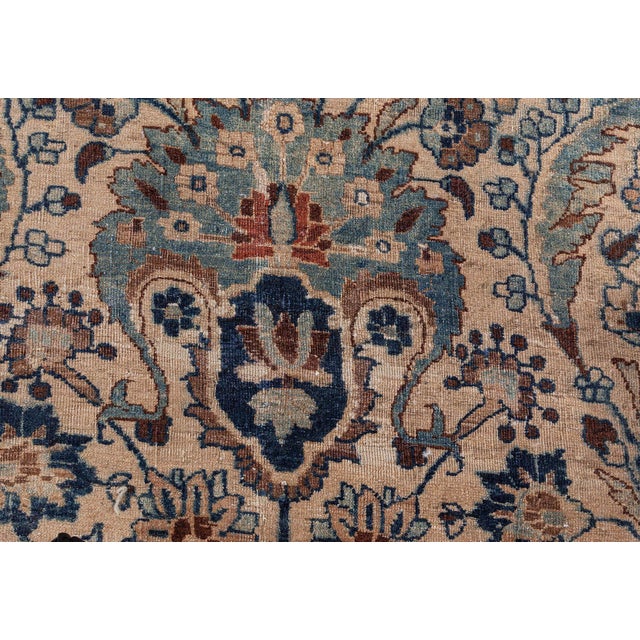 Navy Blue Antique Persian Meshad Wool Rug For Sale - Image 8 of 9