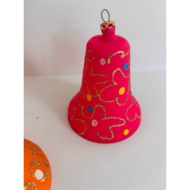 Plastic Rare 1960s Kurt Adler Italian Hand-Decorated Bell Ornaments, Boxed Set of 6 For Sale - Image 7 of 12