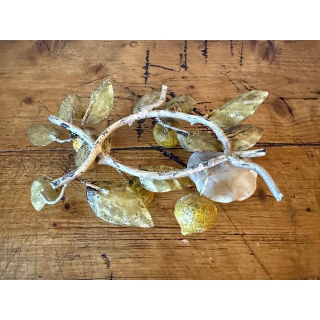 Vintage Tole Peinte Lemon Branch Candle Holders- Set of 3 For Sale In Portland, OR - Image 6 of 16