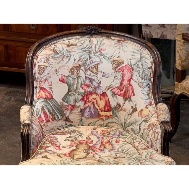 Late 20th Century Vintage French Bergère With Carved Floral Crest For Sale - Image 5 of 12