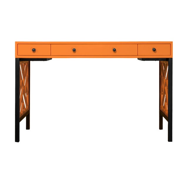 David Francis Chippendale Writing Desk - Orange For Sale - Image 4 of 9