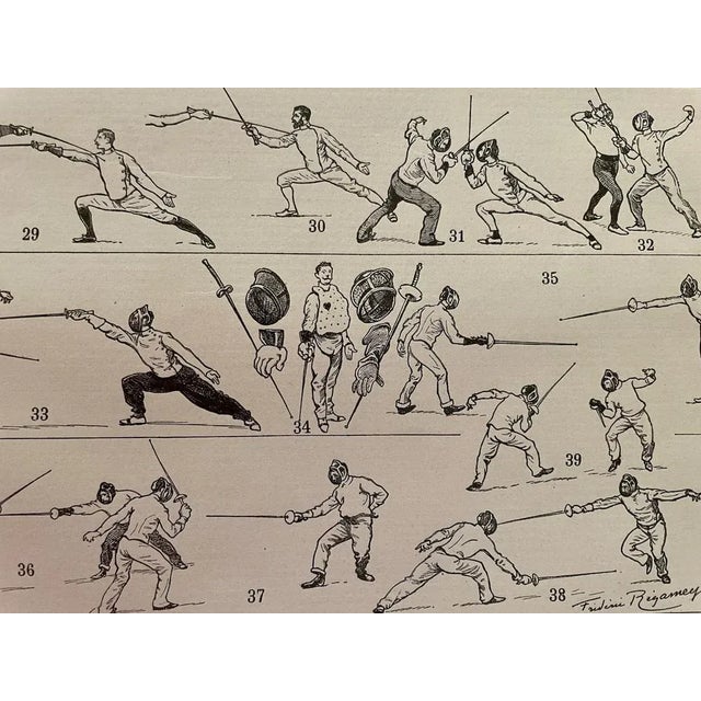 Frédéric Régamey, Fencing, 1900, Lithographic Engraving For Sale - Image 3 of 5