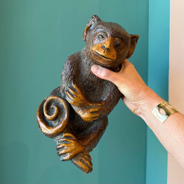 Vintage Mid-Century Resin Monkey Statue For Sale - Image 4 of 9