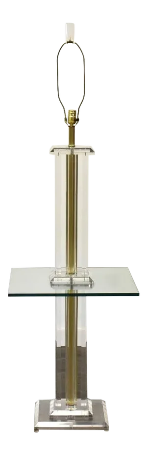 Glass Lucite and Brass Floor Lamp