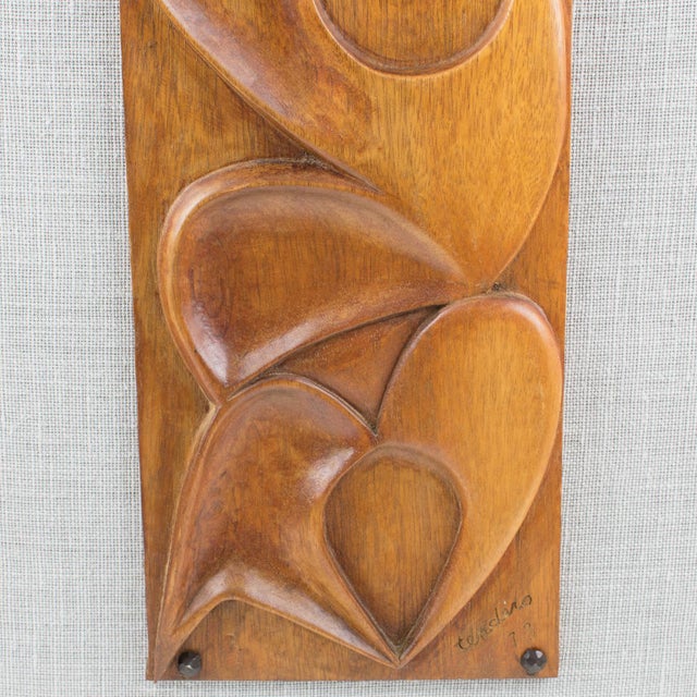 Wood Abstract Wooden Wall-Mounted Art Sculpture Panel by Maxime Tendero, 1973 For Sale - Image 7 of 16