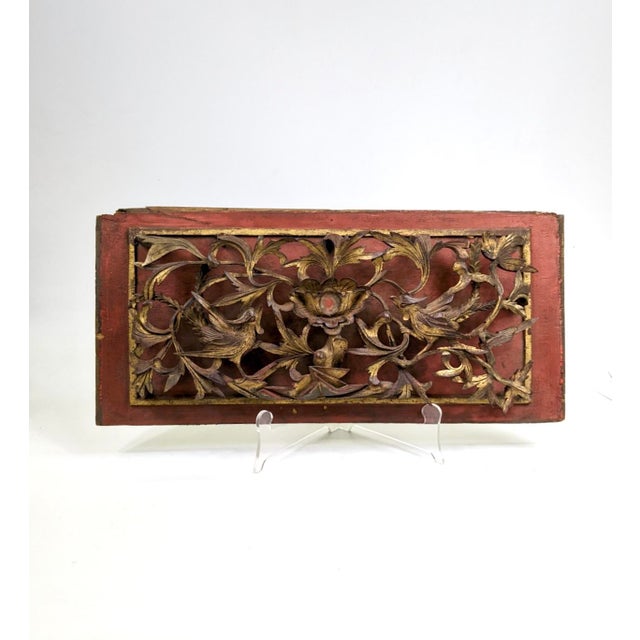 Mid 19th Century 19th Century Wooden Wall Panel Carving of Two Birds and a Flower For Sale - Image 5 of 5